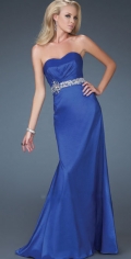 Sweetheart Neckline Mermaid / Trumpet Strapless With Beading Waistband Floor Length Blue Evening Dress