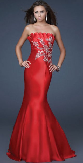 Mermaid Scalloped-Edge Appliques Taffeta prom Dress