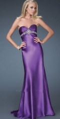 A Line Purple Ruched And Beading Sweetheart Neckline Party Dress