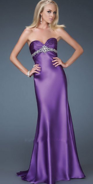 A Line Purple Ruched And Beading Sweetheart Neckline Party Dress