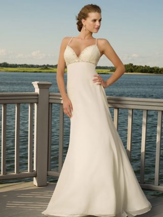 Discount Enticing Spaghetti Straps Sweetheart Embroider Beach Wedding Dress