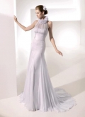 Lovely summer high neck Chiffon Pleated Mermaid Wedding Dress