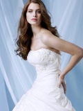 2012 Hot Sale Cheap Wholesale New Style White Strapless Princess applique on the bust taffeta Wedding Dress