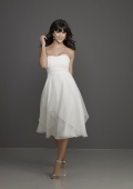Cheap White A-line Over Lap Style Chiffon Elegant Homecoming/ Bridesmaid dress