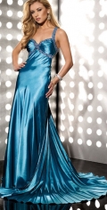 Sexy Sweetheart Neck With Beadings Sweep Train Elastic Satin Evening Dress