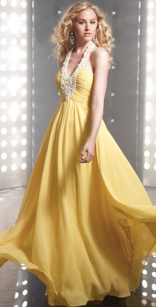 Beading Halter V Neckline Chiffon Side Draped Designer Evening Dress Beading Halter V Neckline Chiffon Side Draped Designer Evening Dress