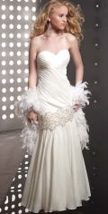 A Line White Sweetheart Floor Length Pure Elegant Beads Evening Dress/ Wedding Dress