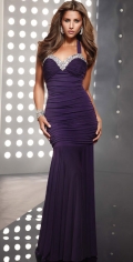 Mermaid Purple Beads Halter Floor Length Sexy Elegant Evening Dress
