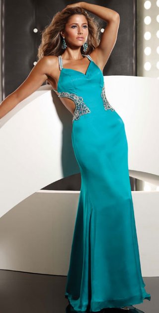 Mermaid / Trumpet With A Halter And V Neckline Evening Skirt