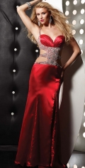 Claret Sweetheart With Beading Straps Draped Evening Dress With A Furcation