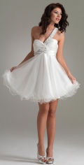 Charming Ball Gown Organza Ruched Sweetheart Neckline One Beadings Straps Cocktail / Evening Dress