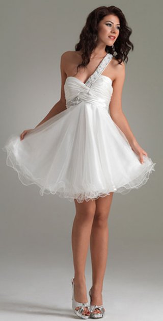 Charming Ball Gown Organza Ruched Sweetheart Neckline One Beadings Straps Cocktail / Evening Dress
