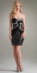 Gracious Slinky Cross Pleated With Patterns And Pearls Evening / Prom Dress In Us
