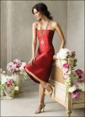 Red Flat Available in Spring A-line Vogue style Knee length Bridesmaid Dress Hot Sale