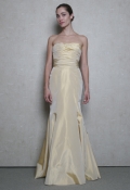 Mermaid/ Trumpet Light Yellow Elastic satin long Bowknot sash Floor length Bridesmaid Dress/ Evening dress