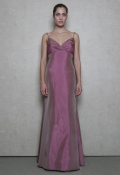 Pink Taffeta Spaghetti Straps Column Floor length backless Bridesmaid Dress Hot Sale