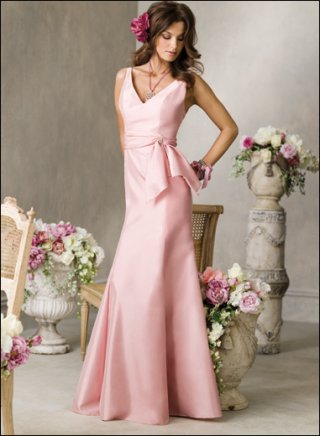 V-neck Pink Sash Long Length A-line Sleeveless Bridesmaid Dress/ evening party dress V-neck Pink Sash Long Length A-line Sleeveless Bridesmaid Dress/ evening party dress