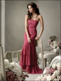 Flat Three Layers Attractive Floor length Mermaid Strapless Design Bridesmaid Dress/ Evenling party dress At a Low Price