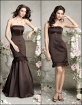 Removable short or long Mermaid style Empire Strapless Bridesmaid Dress At a Low Price