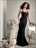 Floor length Empire waist Strapless Mermaid/ Trumpet Black Bridesmaid Dress At a Low Price
