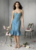 Allure ligth blue Spaghetti Straps Pleated Trumpet/ Mermaid taffeta Bridesmaid Dress 2011