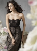 Cheap Black Embroider Lacing Strapless Tube Sash Working Bridesmaid Dress