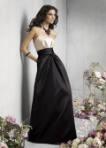 Unique Backless Cream and Black Empire waist floor length Bridesmaid Dress Hot sale