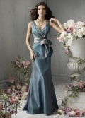 Taffeta Fabulous Floor length V-neck Sash working A-line Bridesmaid Dress/ wedding party dress