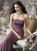 Hot Sale Inexpensive Pleated Empire Waist Strapless Gloor length Bridesmaid Dress