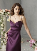 Unique Cheap Deep Purple Spaghetti straps Empire waist satin Bridesmaid Dress/ evening dress Under 100