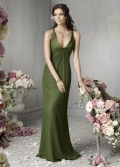 V-neck Cheap Empire Waist sheath/ column style floor length chiffon Bridesmaid Dress 2011