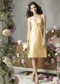 Tea length cute A-line Elastic Woven Yellow Spaghetti Straps design evenling dress/ Bridesmaid Dress