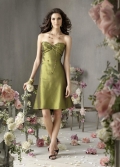 Modest Beautiful Keen Length Strapless A-line style cheap satin Bridesmaid Dress Under 100