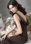 Elegant Couture Chocolate V-neck A-line Wedding party dress/ Bridesmaid Dress Hot Sale in Spring