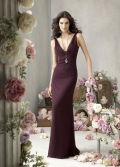 V-neck Burgundy Floor length chiffon Mermaid/ Trumpet Design Bridesmaid Dress/ evening dress 2011