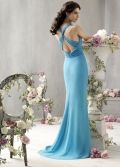 Mermaid/ Trumpet Floor length Blue V-neck Cross Straps Bridesmaid Dress/ Evening party dress
