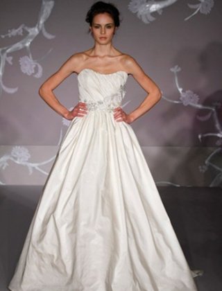 New Style Budget Strapless A-line Taffeta Mermaid Wedding Dress