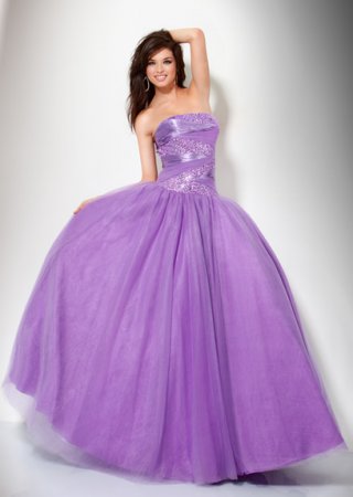 Ball gown Purple Strapless Cheap A-line Fashion Design Chiffon Prom Dress