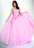 Lovely Pink sweetheart Strapless Cheap princess Design Embroider flowers ball gown Prom Dress