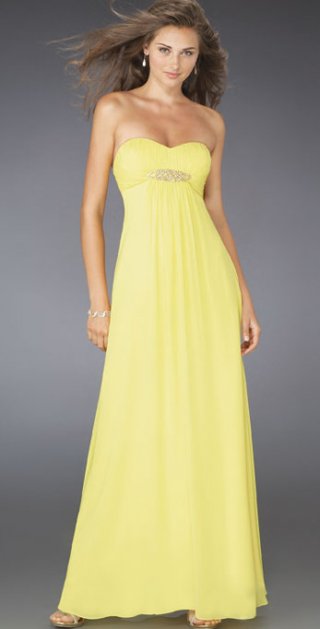 Gentle Light Yellow Sweetheart Neckline Strapless Empire Evening Dress