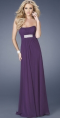 Glamorous Purple Scalloped-Edge Neck Strapless Chiffon Evening / party Dress