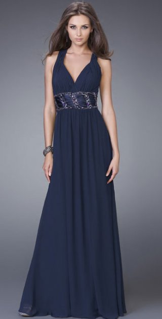 Ruched And Pleated Chiffon With Appliques Waistband Bridesmaid / Evening Dress