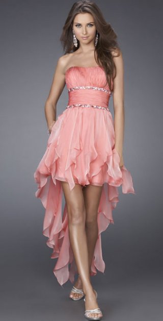 Original Asymmetrical Scalloped-Edge And Strapless Ruched Evening Skirt