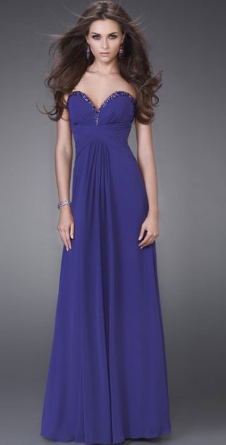 Princess Dropped Sweetheart With Beadings Pleated Chiffon Elegant Evening Dress