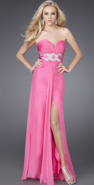 Vintage Column Pleated Sweetheart With Beading Waistband Furcation Evening / Prom Dress