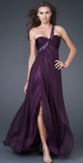 Graceful Side Draped With Appliques Side Shoulder And Sweetheart Neckline Evening Dress