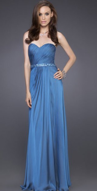 Sweetheart Dropped Side Draped Floor length Chiffon Elegant Evening Dress
