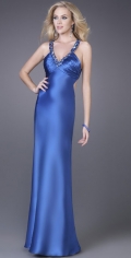 Beads Border And Ruched V Neckline Empire Waist Party Dress