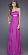 Faddish A Line Empire Waist Floor Length Chiffon Pleated Flat Neckline Evening Dress