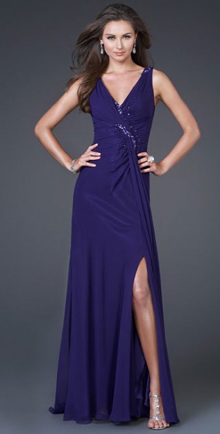 Antique V Neckline Front And Back Inlay Beads Long Party Dress Antique V Neckline Front And Back Inlay Beads Long Party Dress